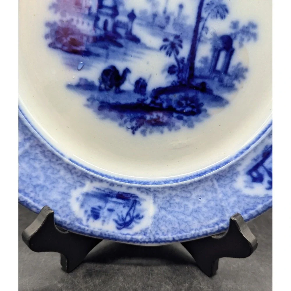 Set of 5 Antique W Adams & Sons Euphrates Flow Blue Ironstone Plates England